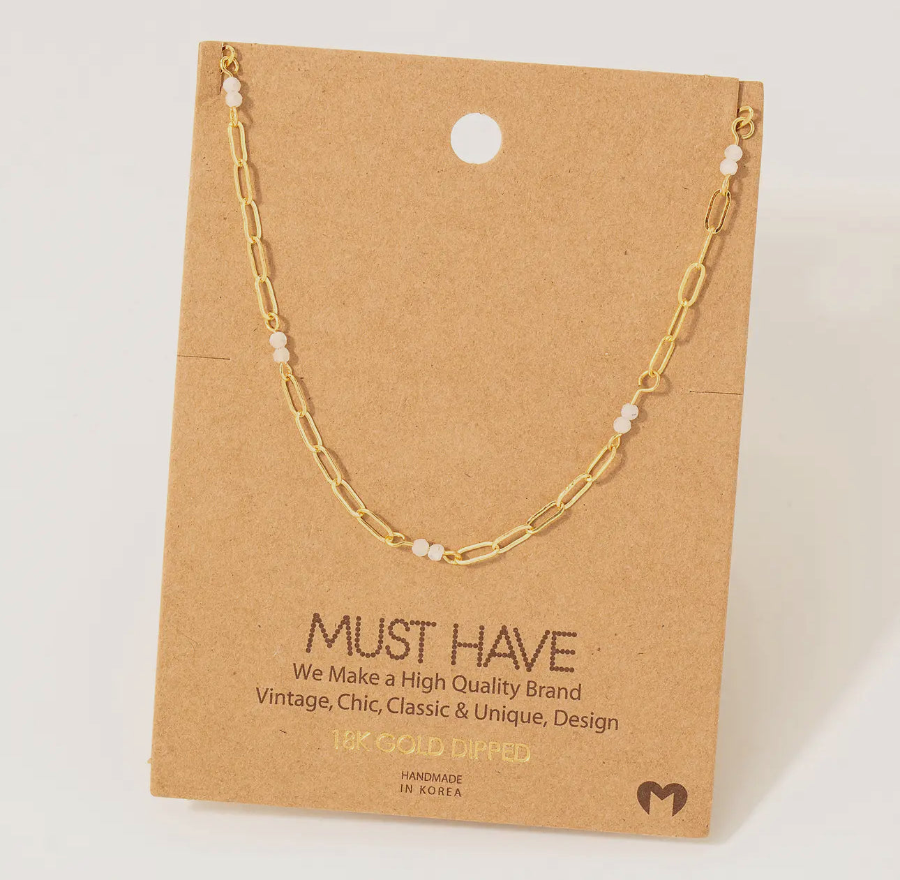 White and Gold Dainty Chain